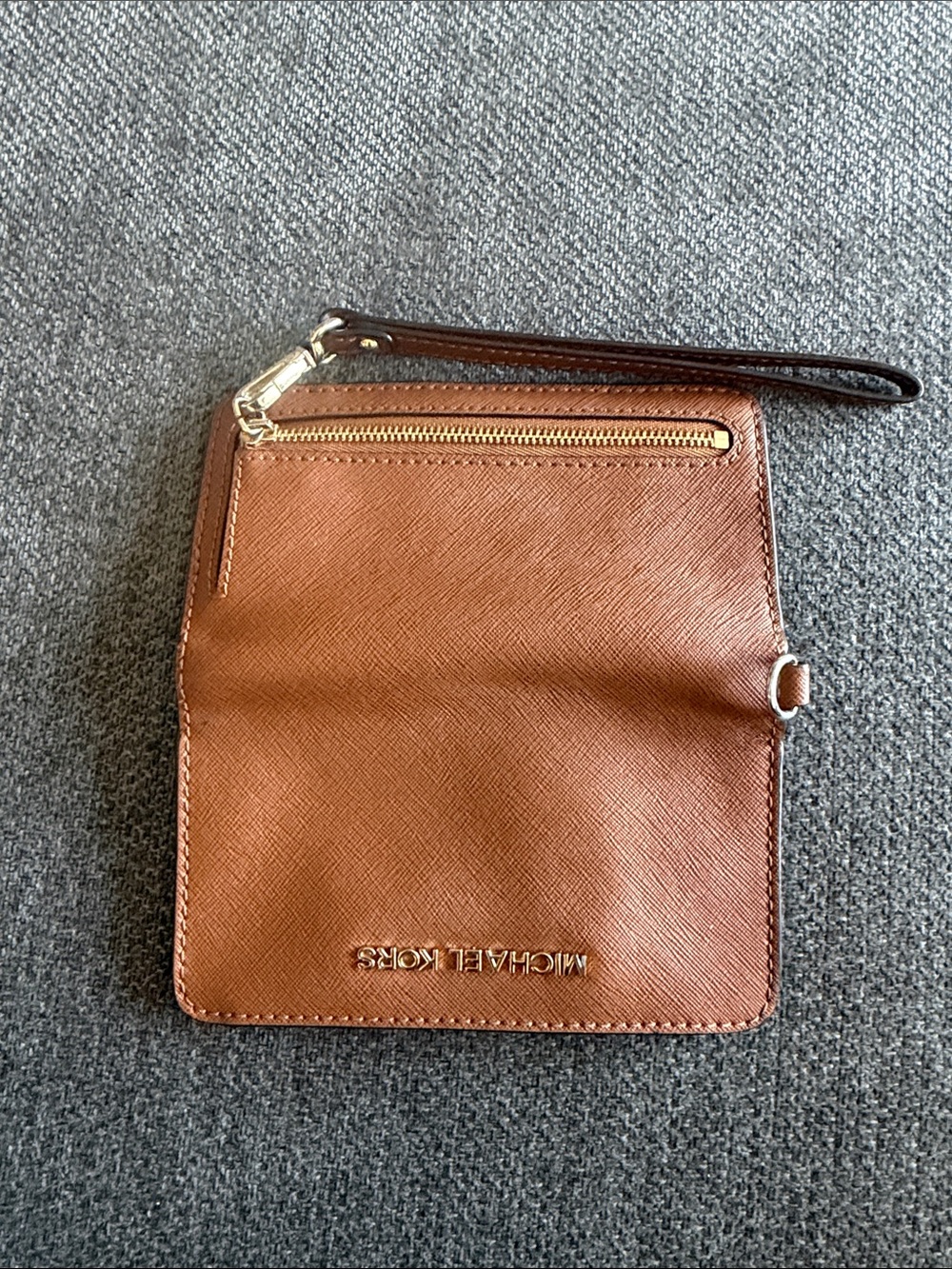 Michael Kors Cognac Saffiano Zip Wristlet Wallet - Picture 4 of 5